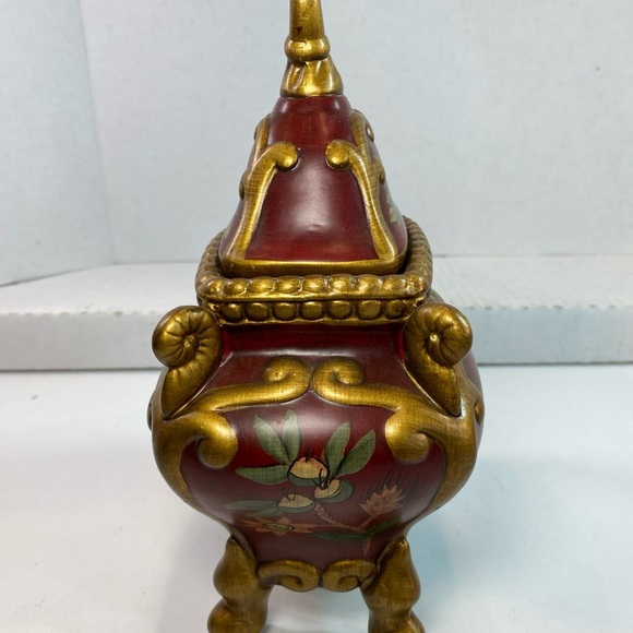 Raymond Waites Rare Vintage Ceramic Canister with Lid Ornate Gold Red With Label - Picture 5 of 9